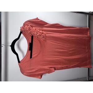Stylish Coral Top with Floral Accent by The Limited - XL